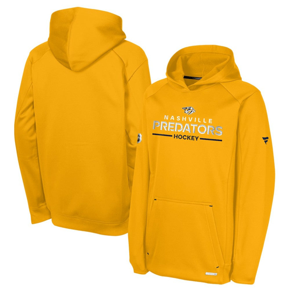 Nashville Predators Fanatics Youth Authentic Pro Rink Raglan Hoodie - Gold - NHL 202634973