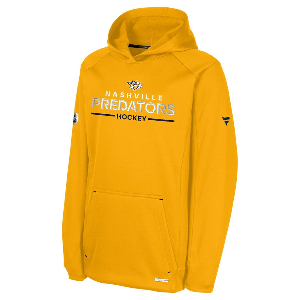 Nashville Predators Fanatics Youth Authentic Pro Rink Raglan Hoodie - Gold - NHL 202634973
