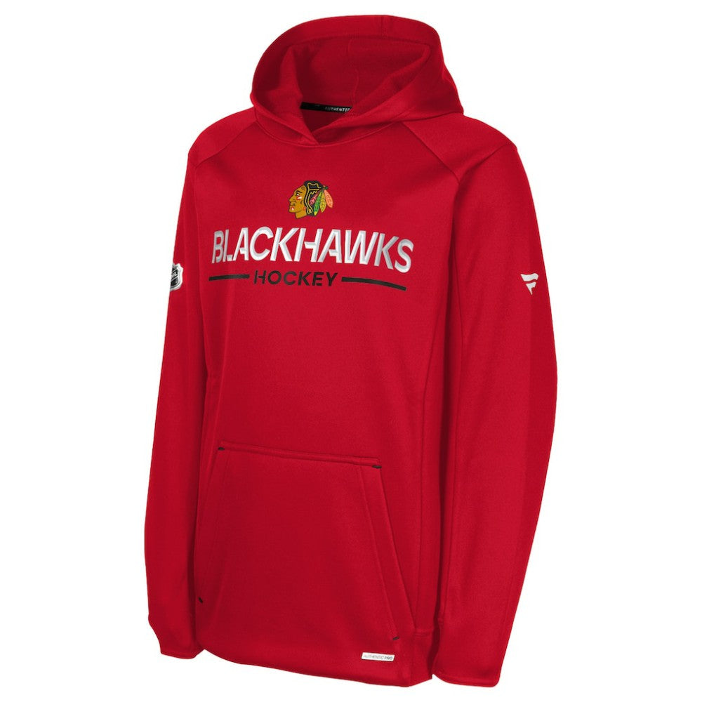 Chicago Blackhawks Fanatics Youth Authentic Pro Rink Raglan Hoodie - Red - NHL 202634984