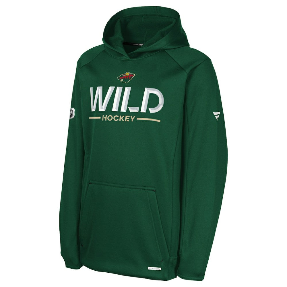 Minnesota Wild Fanatics Youth Authentic Pro Rink Raglan Hoodie - Green - NHL 202634985