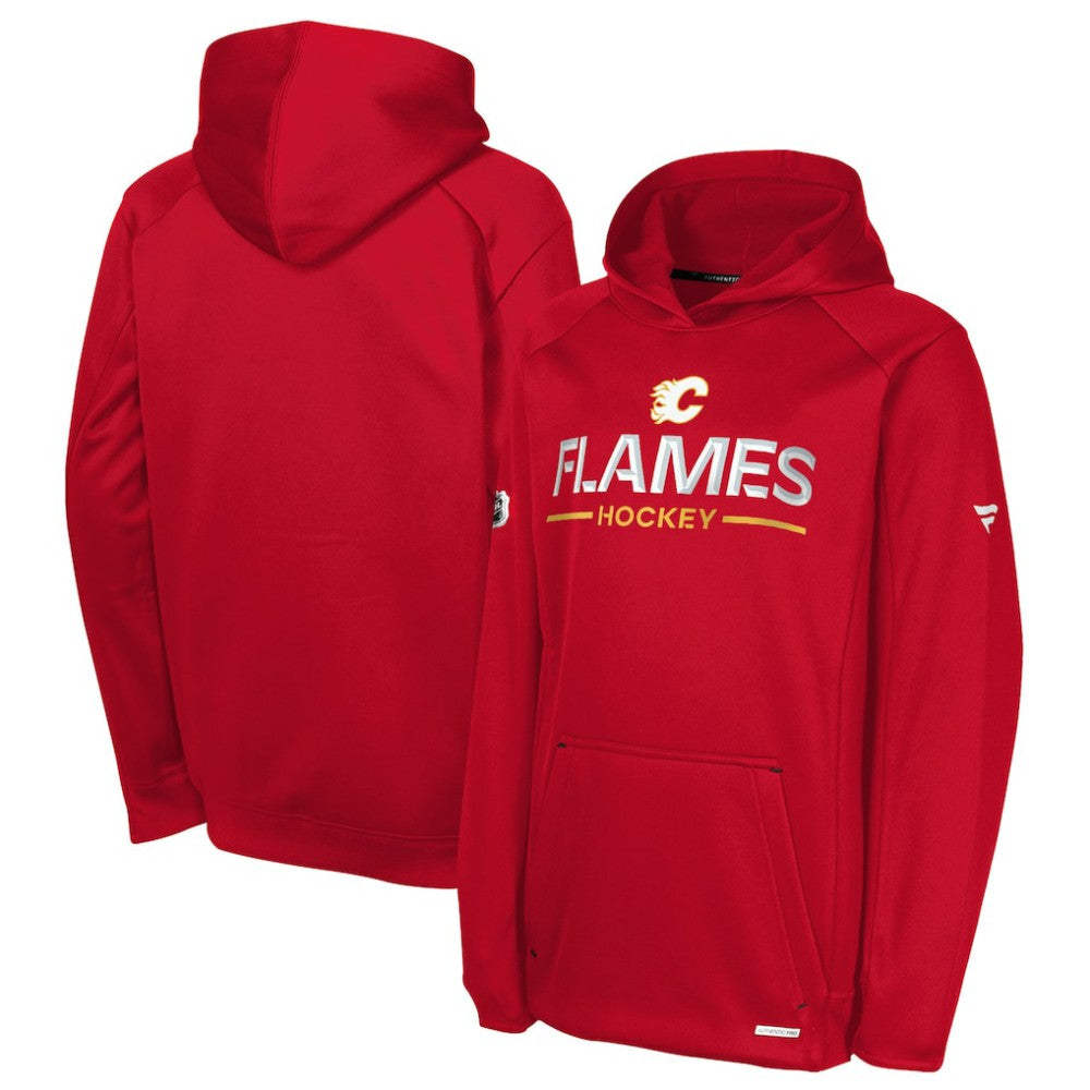 Calgary Flames Fanatics Youth Authentic Pro Rink Raglan Hoodie - Red - NHL 202634990