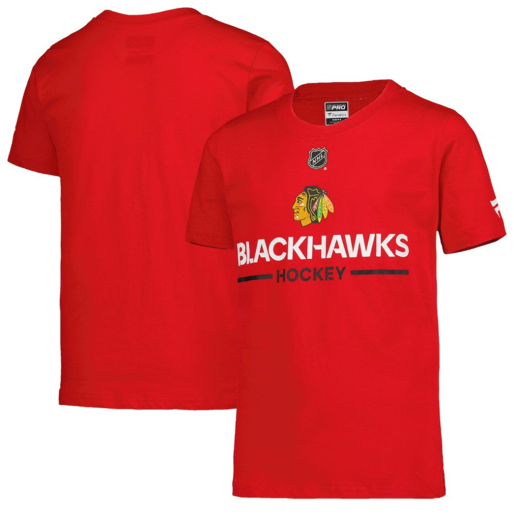 Chicago Blackhawks Fanatics Youth Authentic Pro Wordmark T-Shirt - Red - NHL 202635022