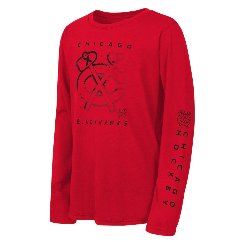 Chicago Blackhawks Outerstuff Youth Seize the Win Long Sleeve T-Shirt - Red - NHL 202635053