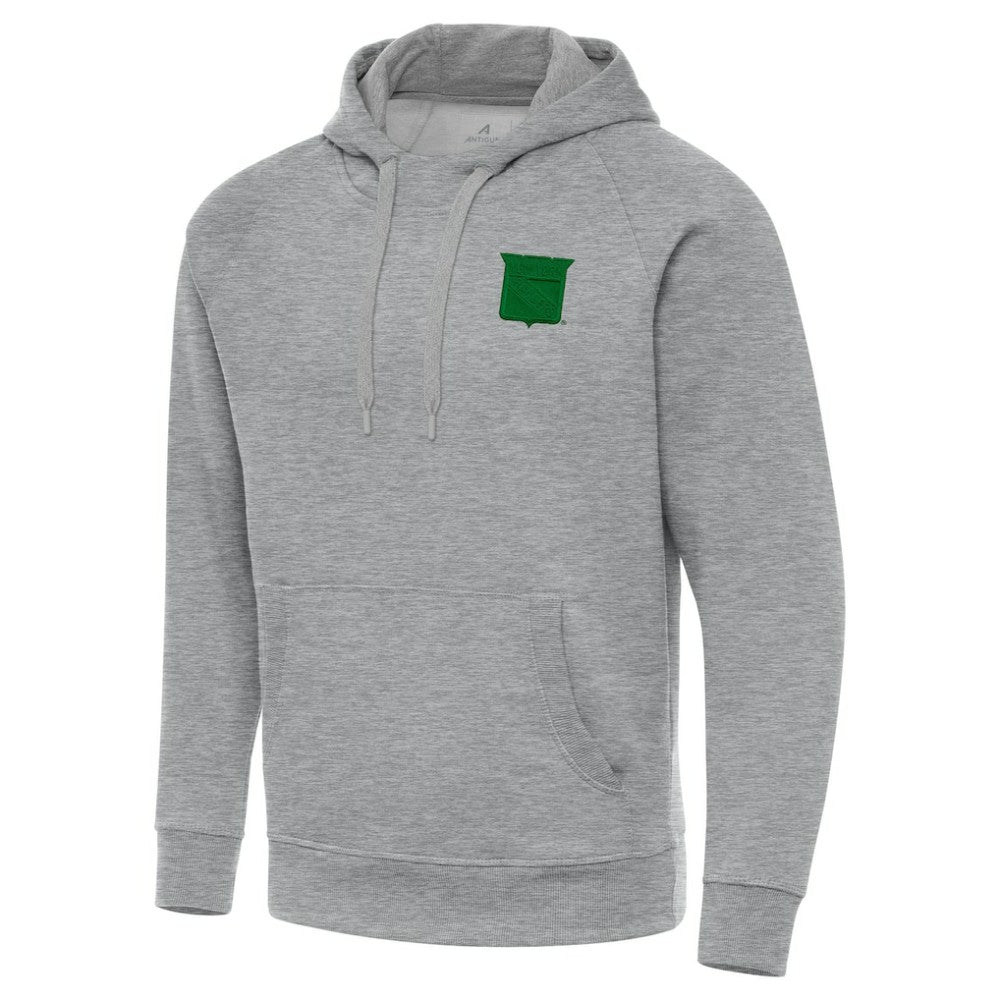 New York Rangers Antigua St. Patrick's Day Victory Pullover Hoodie - Heather Gray - NHL 202635203