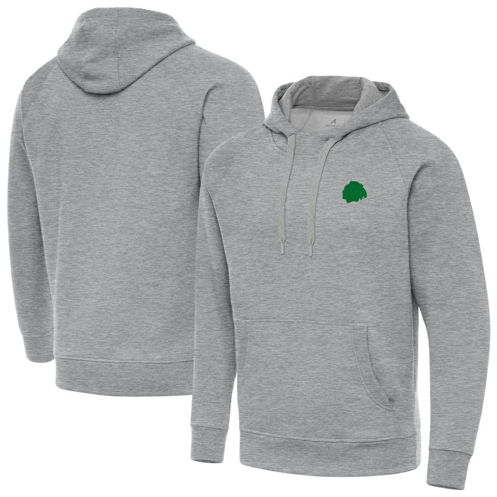 Chicago Blackhawks Antigua St. Patrick's Day Victory Pullover Hoodie - Heather Gray - NHL 202635215