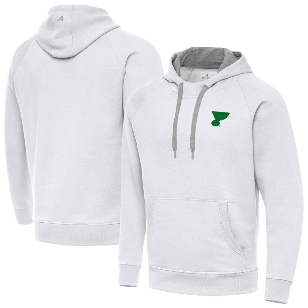 St. Louis Blues Antigua St. Patrick's Day Victory Pullover Hoodie - White - NHL 202635218