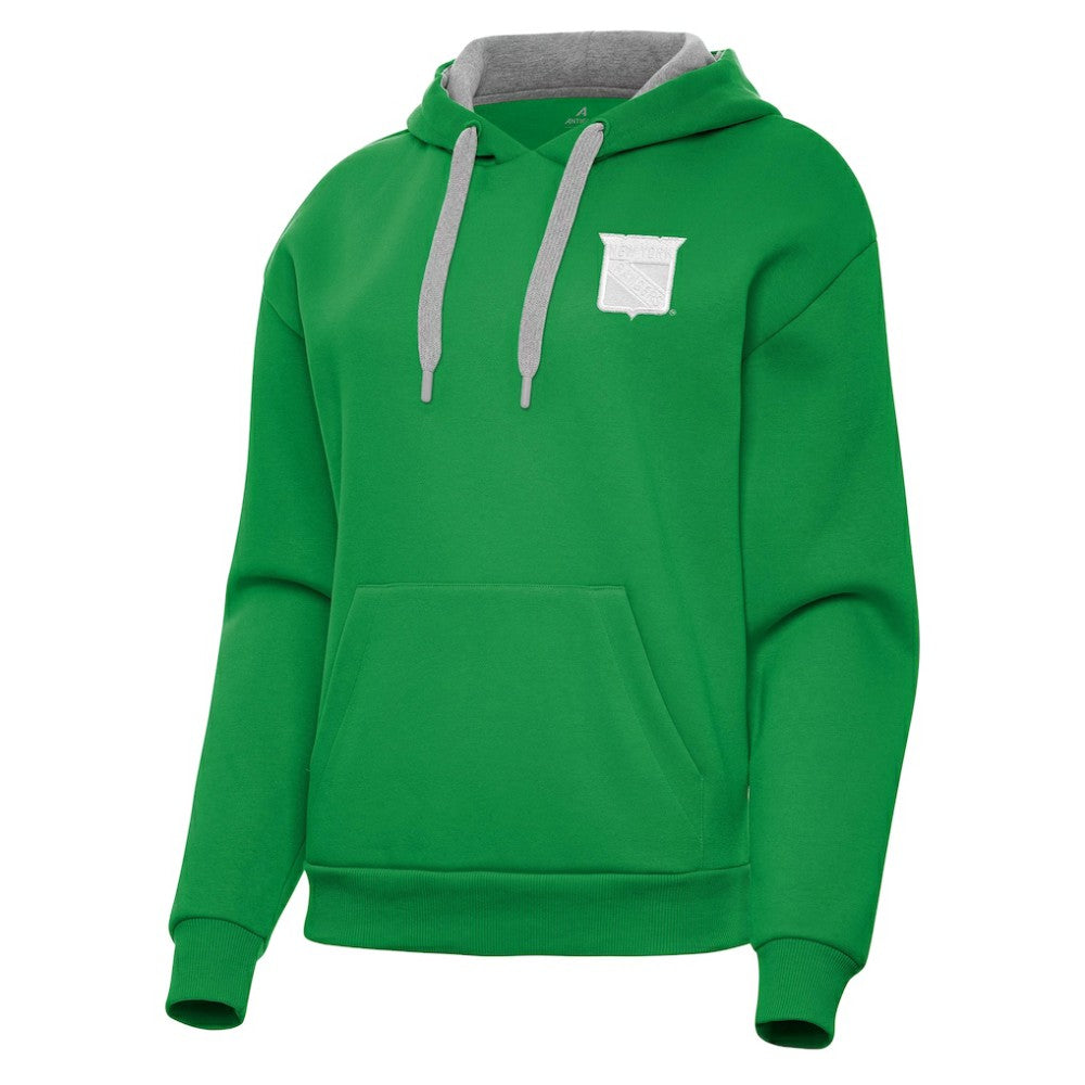New York Rangers Antigua Women's St. Patrick's Day Victory Pullover Hoodie - Kelly Green - NHL 202635229