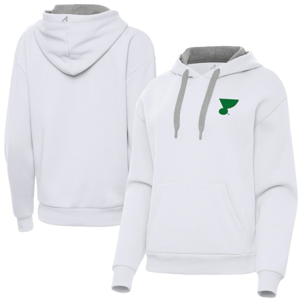 St. Louis Blues Antigua Women's St. Patrick's Day Victory Pullover Hoodie - White - NHL 202635239