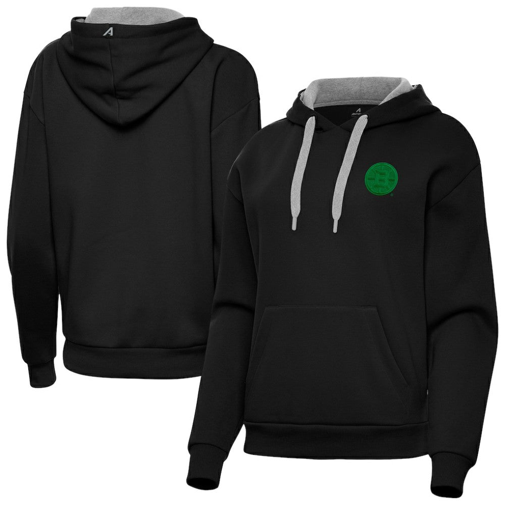 Boston Bruins Antigua Women's St. Patrick's Day Victory Pullover Hoodie - Black - NHL 202635244