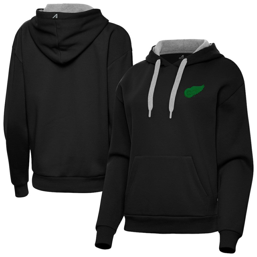 Detroit Red Wings Antigua Women's St. Patrick's Day Victory Pullover Hoodie - Black - NHL 202635250