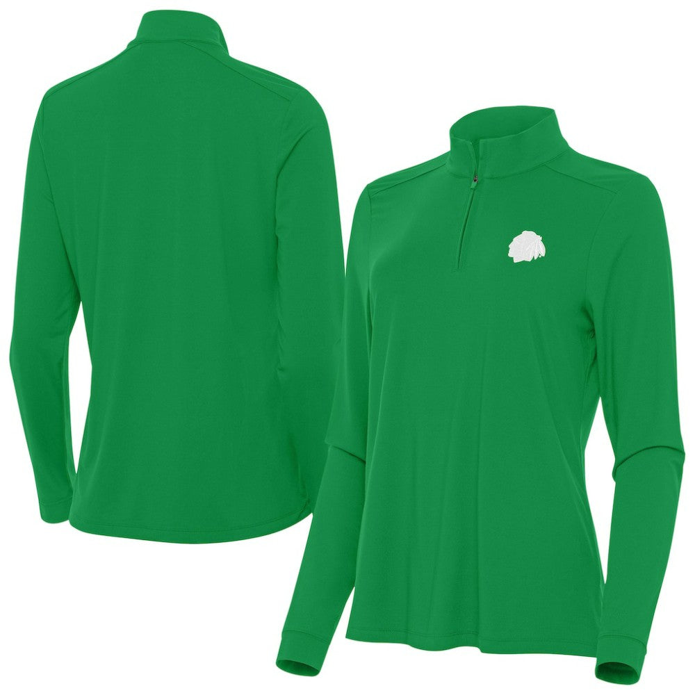 Chicago Blackhawks Antigua Women's St. Patrick's Day Intent Quarter-Zip Performance Pullover - Kelly Green - NHL 202635351