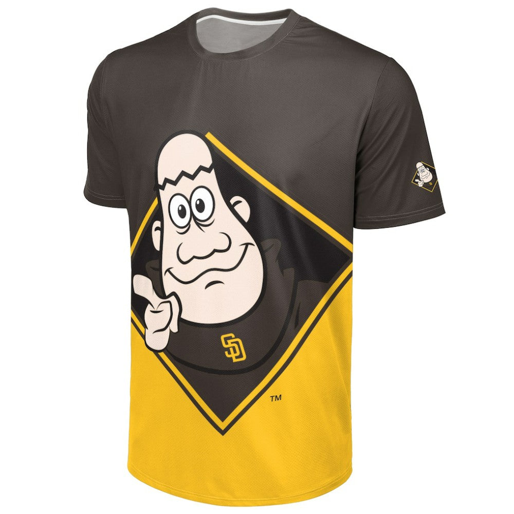 San Diego Padres FOCO Big Logo Mascot T-Shirt - Brown/Gold - MLB Sale