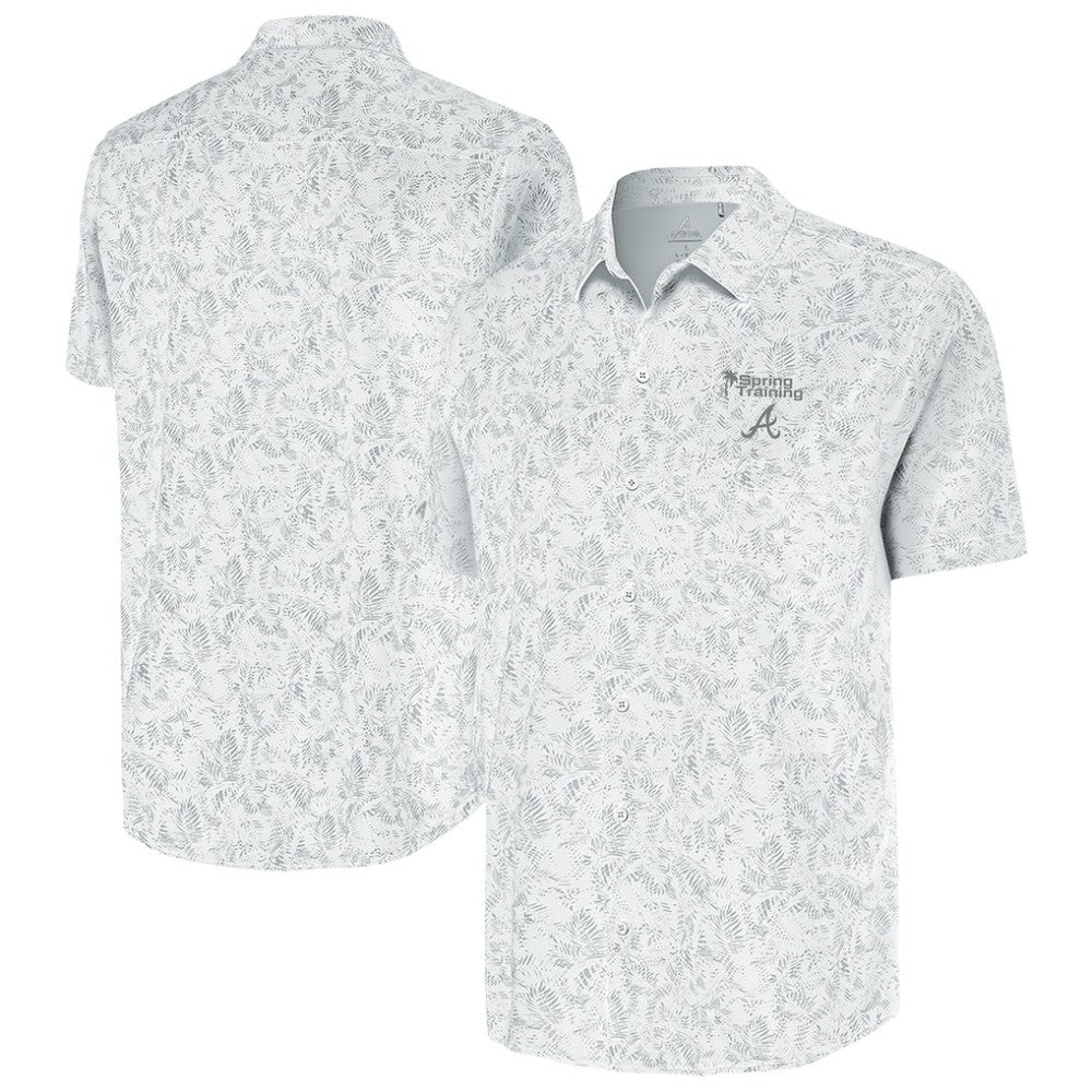 Atlanta Braves Antigua Palm Tree Spring Training Lush Button-Up Shirt - White - MLB Online