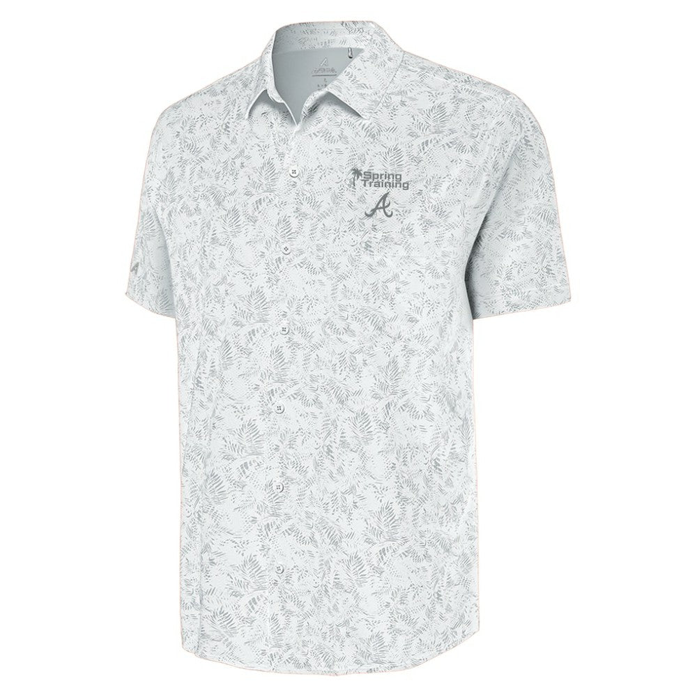Atlanta Braves Antigua Palm Tree Spring Training Lush Button-Up Shirt - White - MLB Online