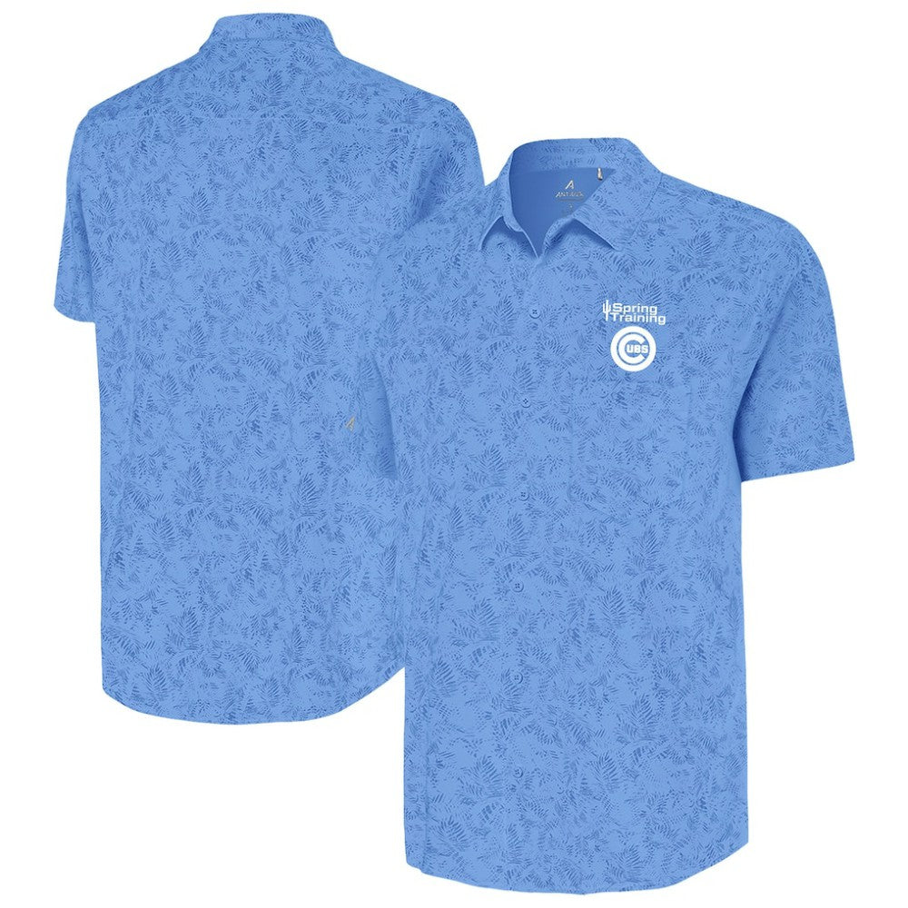 Chicago Cubs Antigua Cactus Spring Training Lush Button-Up Shirt - Powder Blue - MLB Discount