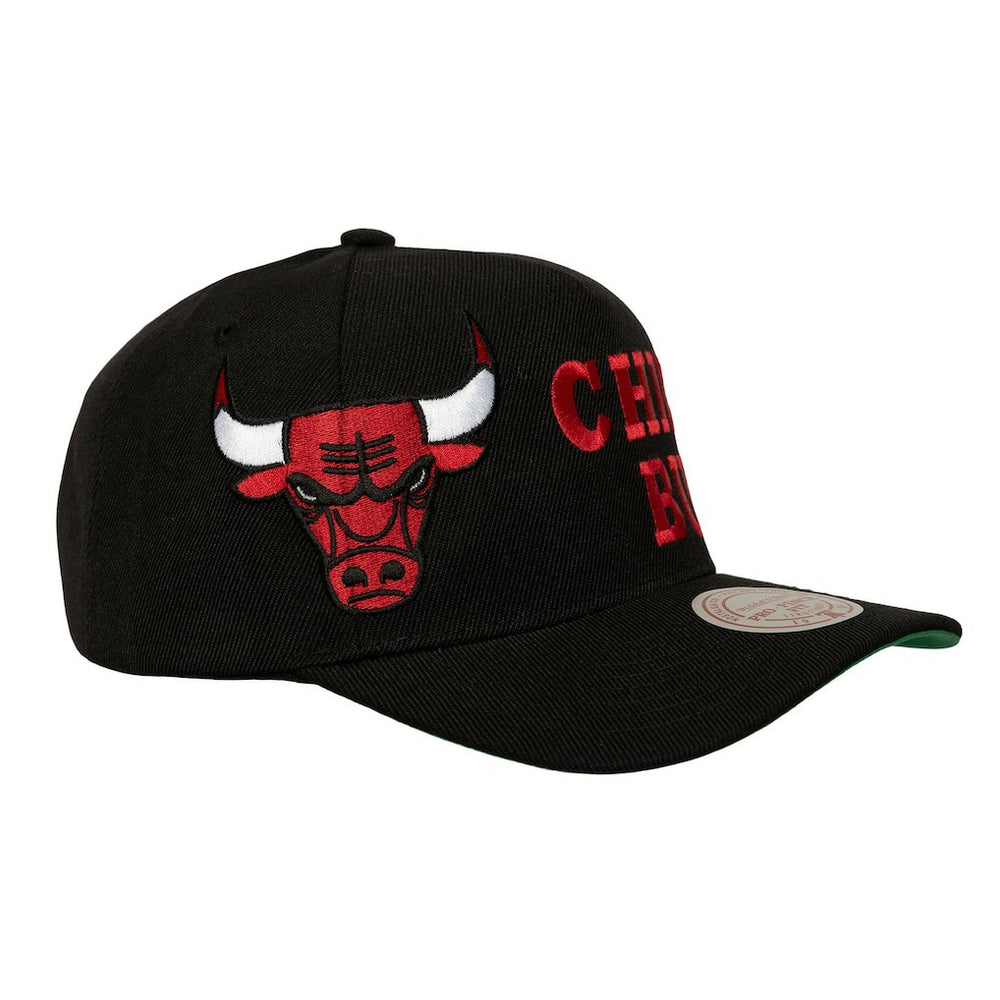 Chicago Bulls Busted Logo Wordmark Wrap-Around Pro Pinch Adjustable Hat Black | Mitchell & Ness outlet