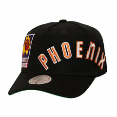 Phoenix Suns Busted Logo Wordmark Wrap-Around Pro Pinch Adjustable Hat Black | Mitchell & Ness Near Me