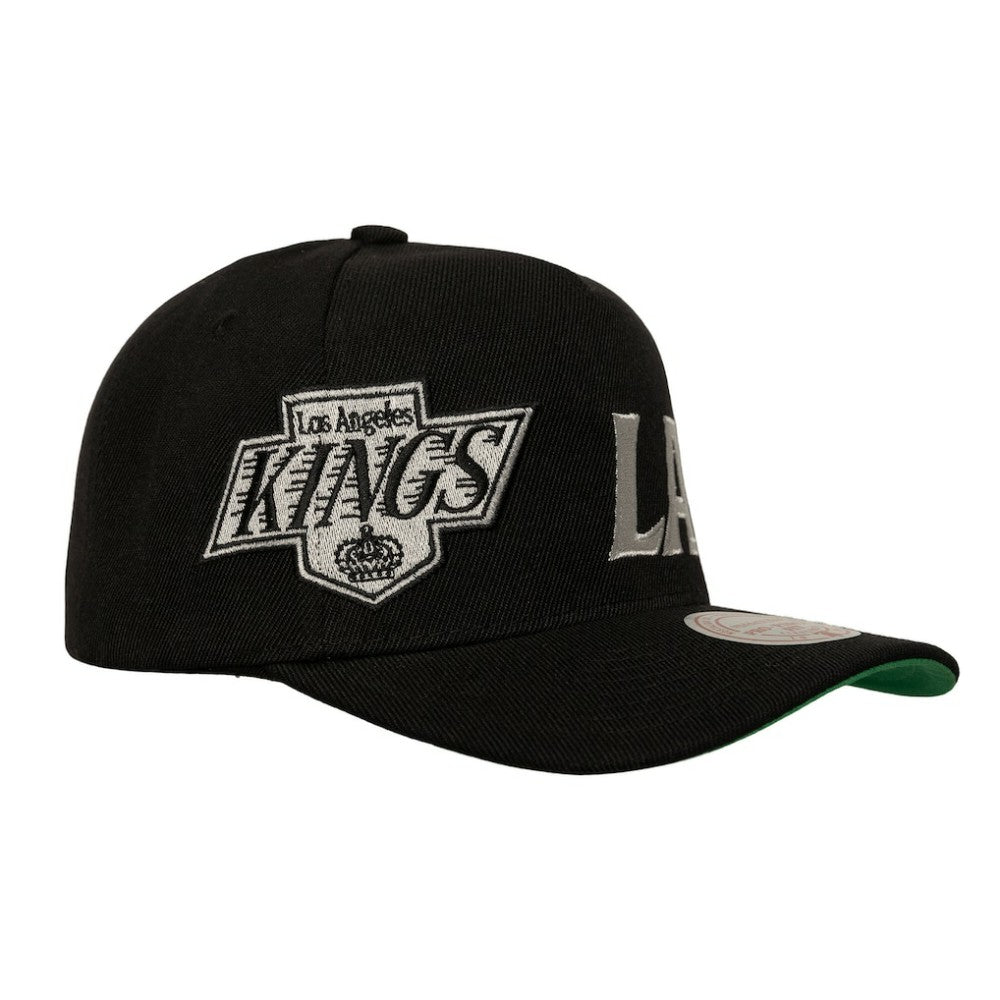 Los Angeles Kings Mitchell & Ness Busted Logo Wordmark Wrap-Around Pro Pinch Adjustable Hat - Black - NHL 202641038