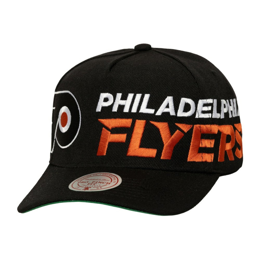 Philadelphia Flyers Mitchell & Ness Busted Logo Wordmark Wrap-Around Pro Pinch Adjustable Hat - Black - NHL 202641044
