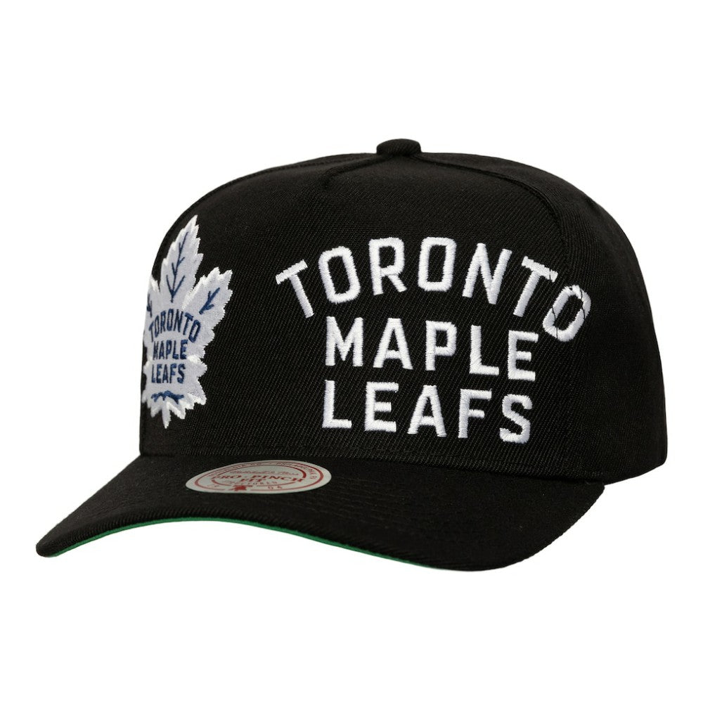 Toronto Maple Leafs Mitchell & Ness Busted Logo Wordmark Wrap-Around Pro Pinch Adjustable Hat - Black - NHL 202641045