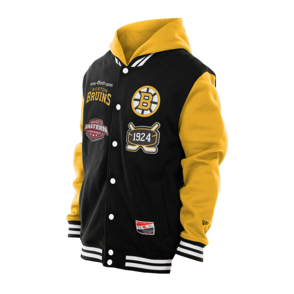 Boston Bruins New Era Full-Snap Fleece Hoodie Jacket - Black/Gold - NHL 202641094