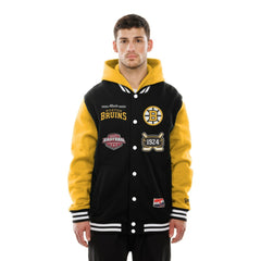 Boston Bruins New Era Full-Snap Fleece Hoodie Jacket - Black/Gold - NHL 202641094