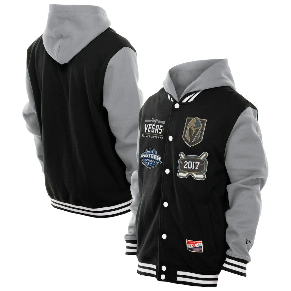 Vegas Golden Knights New Era Full-Snap Fleece Hoodie Jacket - Black/Grey - NHL 202641104