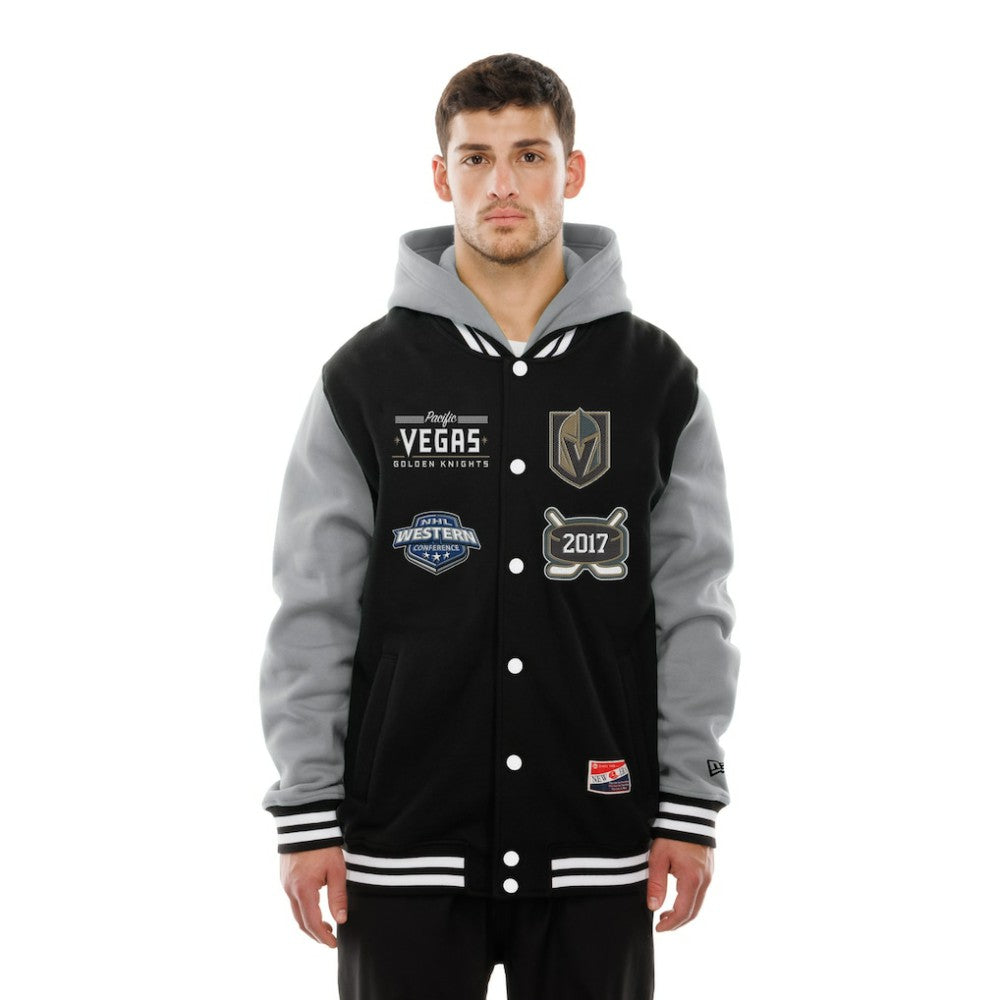 Vegas Golden Knights New Era Full-Snap Fleece Hoodie Jacket - Black/Grey - NHL 202641104