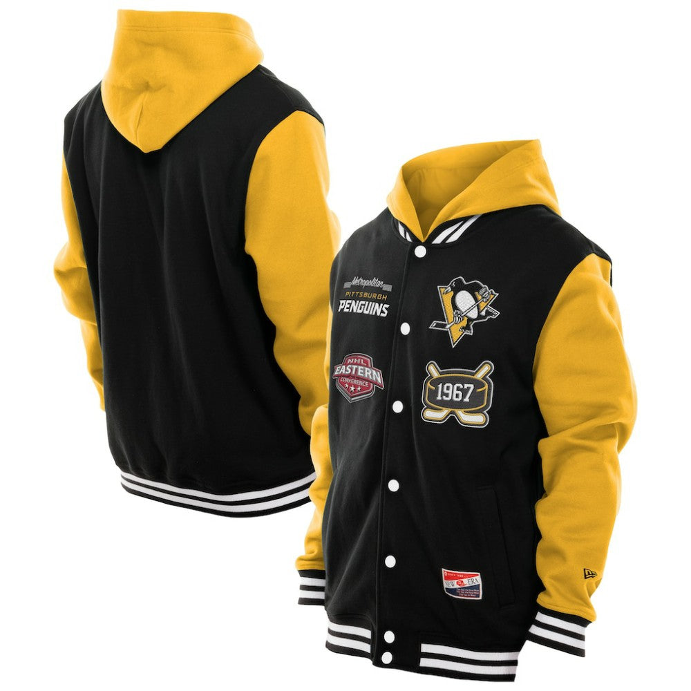 Pittsburgh Penguins New Era Full-Snap Fleece Hoodie Jacket - Black/Gold - NHL 202641110