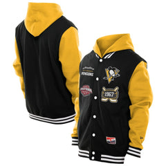Pittsburgh Penguins New Era Full-Snap Fleece Hoodie Jacket - Black/Gold - NHL 202641110
