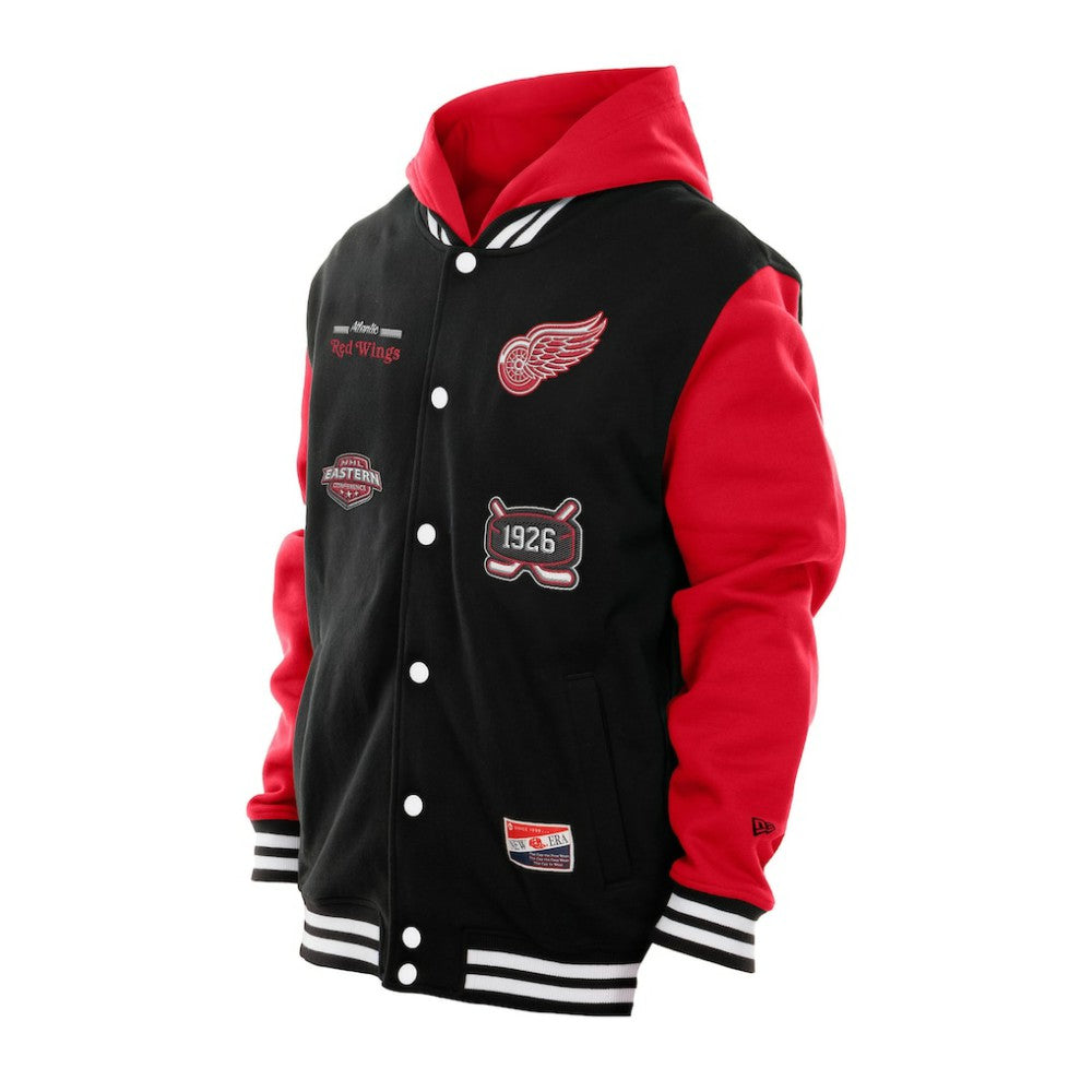 Detroit Red Wings New Era Full-Snap Fleece Hoodie Jacket - Black/Red - NHL 202641114