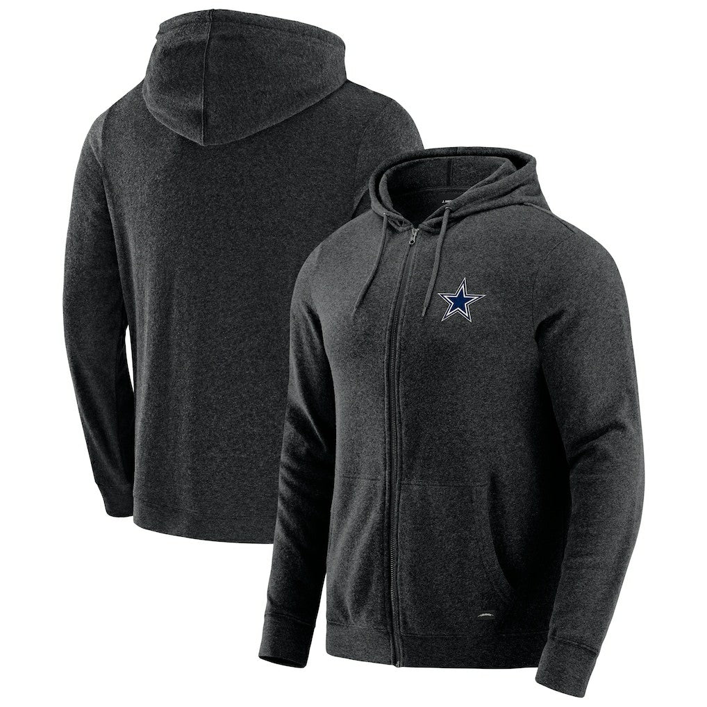 Dallas Cowboys J. Palmer Players Lounge Tri-Blend Full-Zip Hoodie Dark Heather Gray