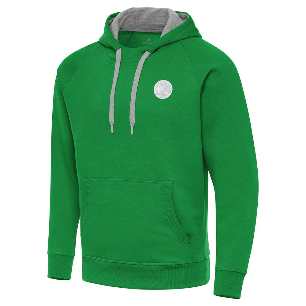 Golden State Warriors Antigua St. Patrick's Day Victory Raglan Pullover Hoodie Kelly Green