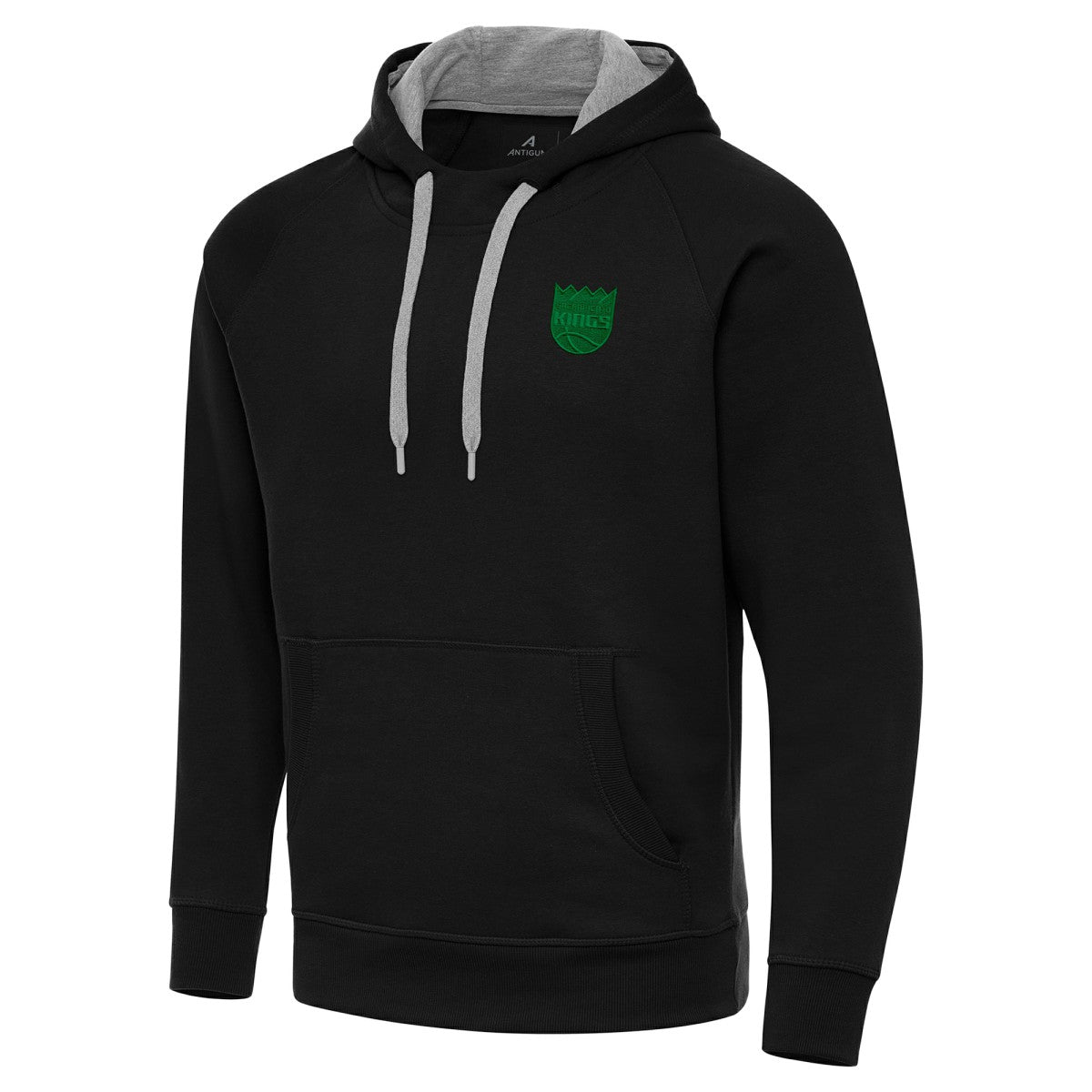 Sacramento Kings Antigua St. Patrick's Day Victory Raglan Pullover Hoodie Black