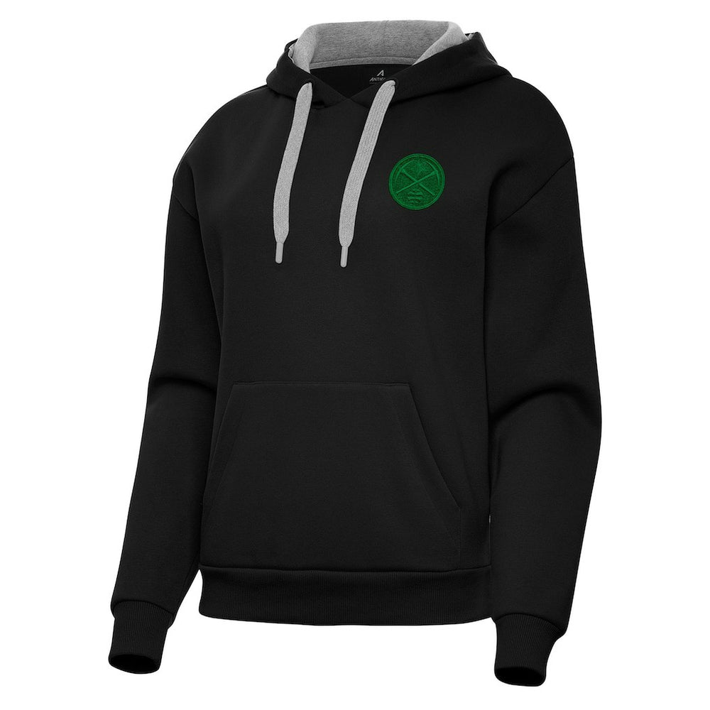 Denver Nuggets Antigua Women's St. Patrick's Day Victory Pullover Hoodie Black