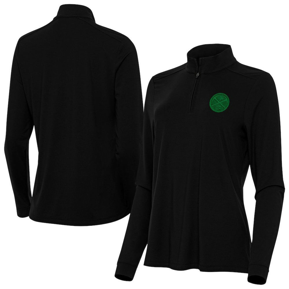 Denver Nuggets Antigua Women's St. Patrick's Day Intent Quarter-Zip Top Black