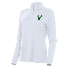 Milwaukee Bucks Antigua Women's St. Patrick's Day Intent Quarter-Zip Top White