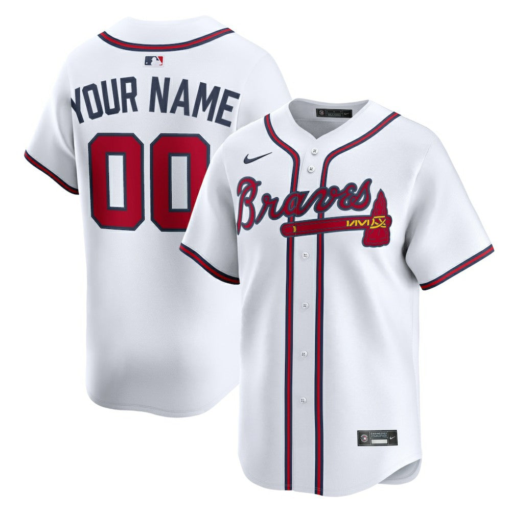 Atlanta Braves Nike Home Limited Custom Jersey - White - Nike on Sale