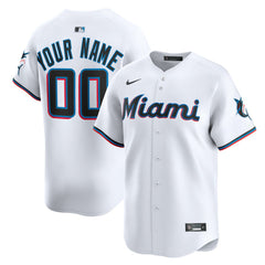 Miami Marlins Nike Home Limited Custom Jersey - White - Nike on Sale