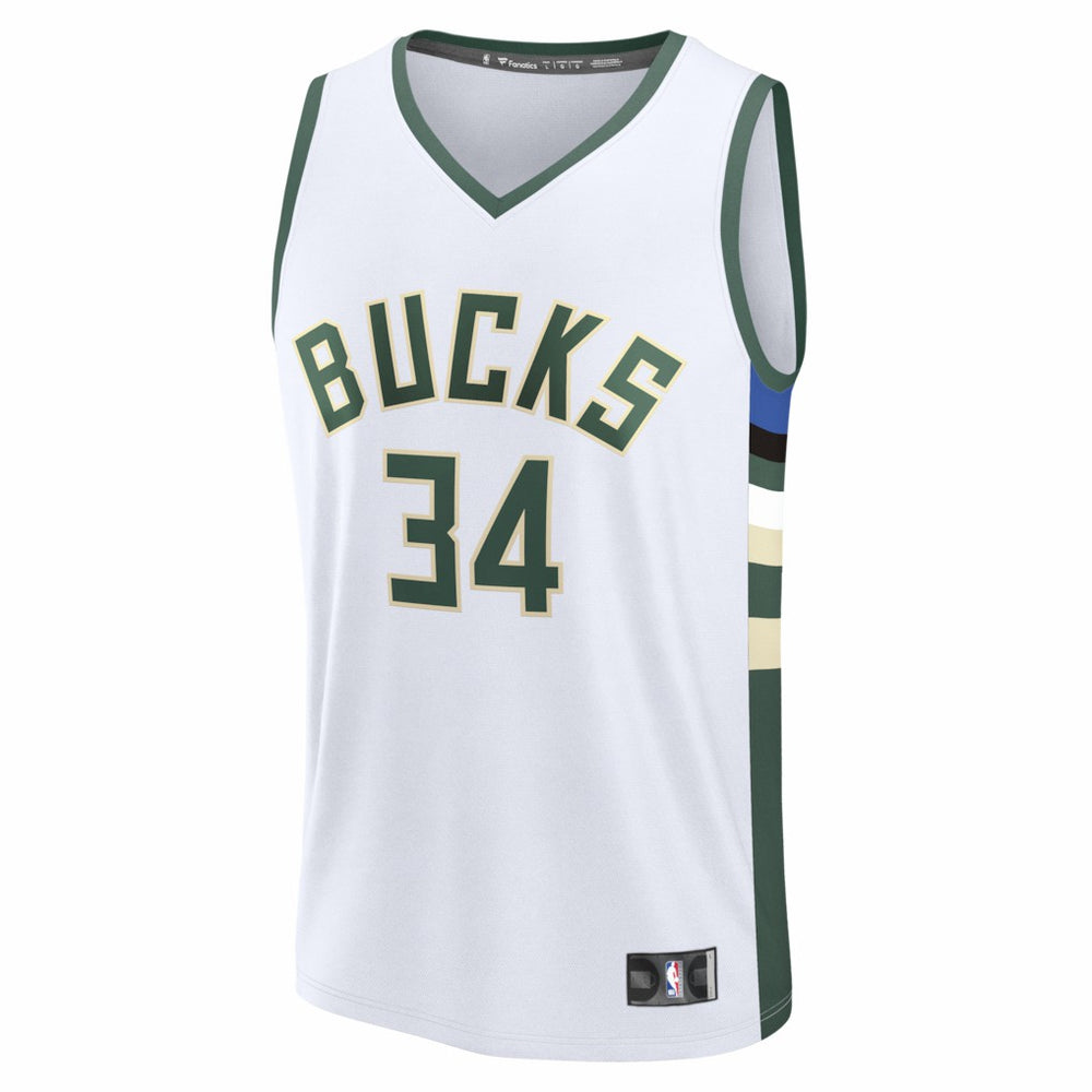 Giannis Antetokounmpo Milwaukee Bucks Fast Break Replica Player Jersey Association Edition White | Fanatics Lifestyle