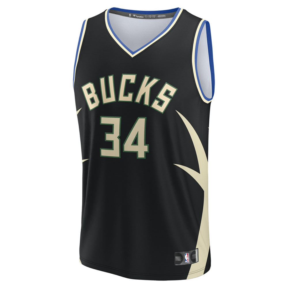 Giannis Antetokounmpo Milwaukee Bucks Fast Break Replica Player Jersey Statement Edition Black | Fanatics online