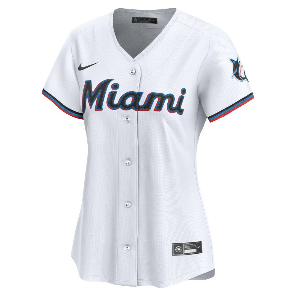 Miami Marlins Nike Women's Home Limited Custom Jersey - White - Nike Discount