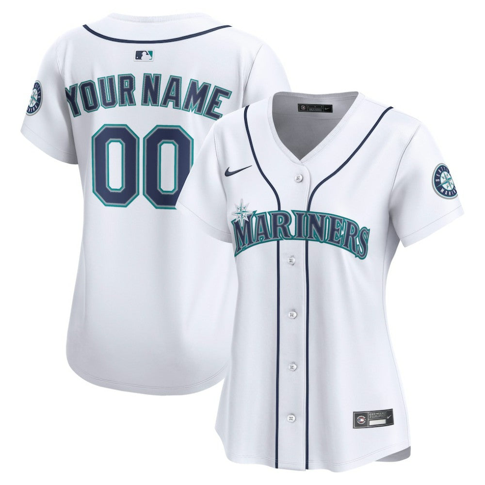 Seattle Mariners Nike Women's Home Limited Custom Jersey - White - Nike Discount