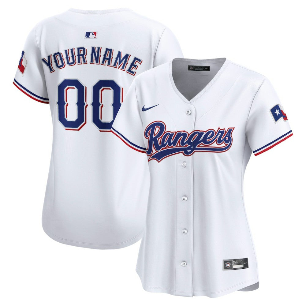 Texas Rangers Nike Women's Home Limited Custom Jersey - White - Nike Sale