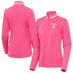 New York Yankees Antigua Women's Spring Training Palmetto Quarter-Zip Top - Pink - MLB Online