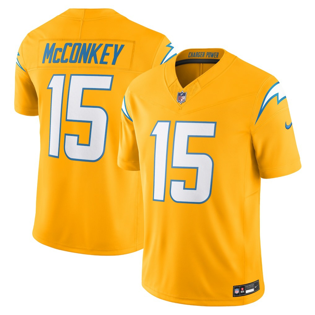 Nike Ladd McConkey Los Angeles Chargers Alternate Charger Power Vapor F.U.S.E. Limited Jersey Gold