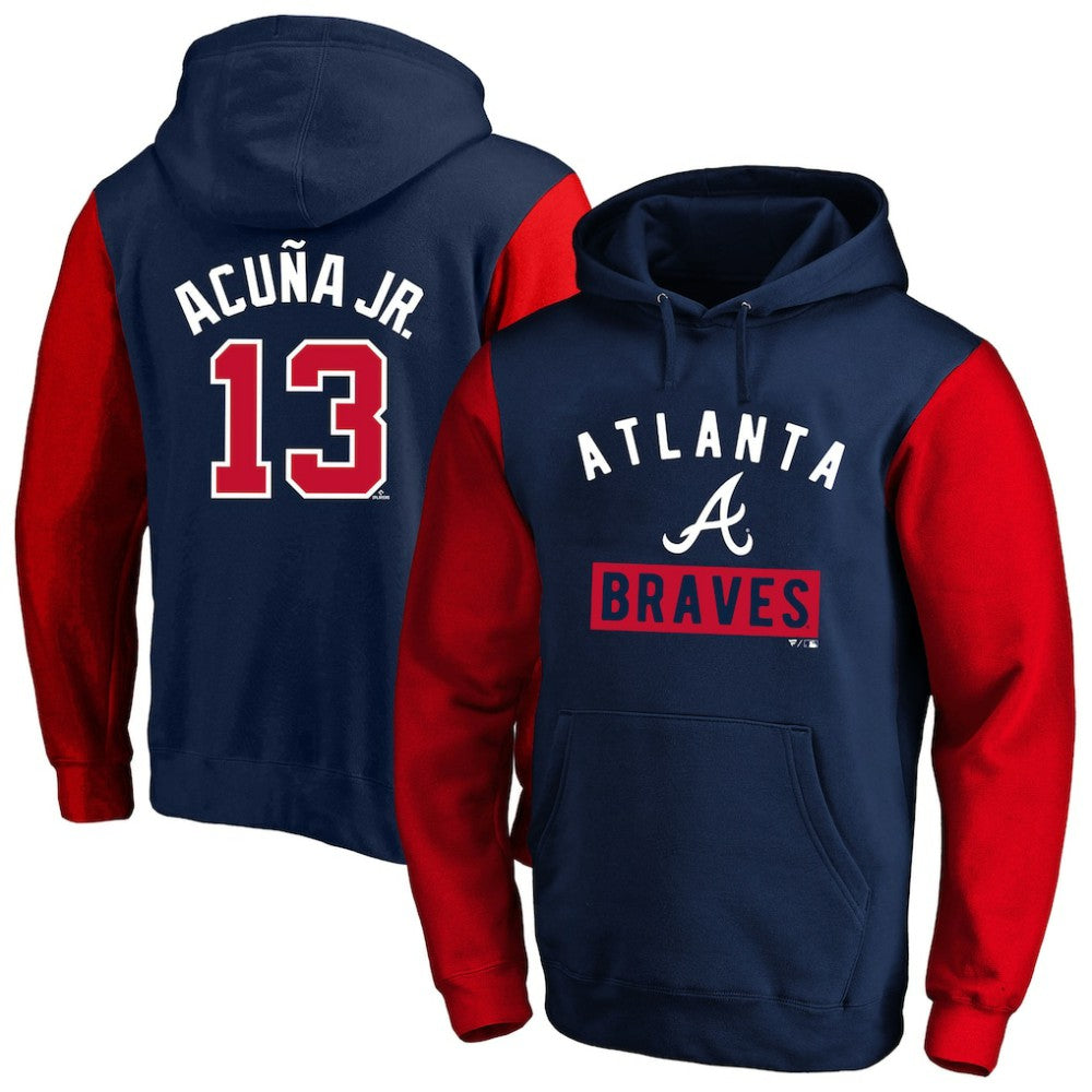 Ronald Acuna Jr. Atlanta Braves Profile Big & Tall Name & Number Fleece Pullover Hoodie - Navy - MLB Lifestyle