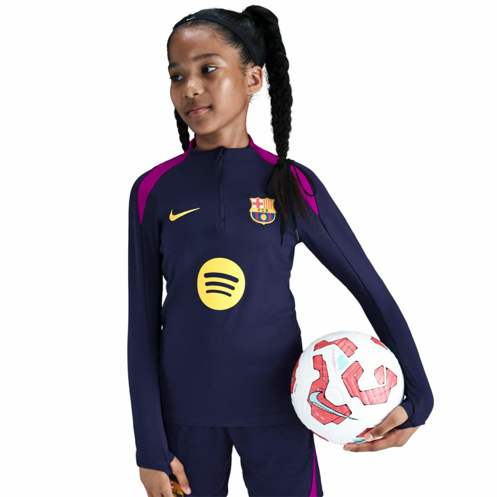 Barcelona Youth 2025/26 Strike Drill Quarter-Zip Dri-FIT Long Sleeve Top Navy - Nike Discount
