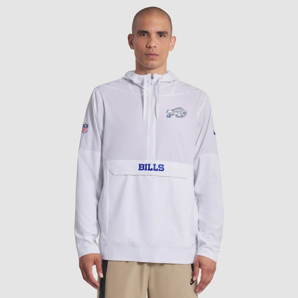 Nike Buffalo Bills 2025 Rivalries Collection Sideline Anorak Half-Zip Hoodie Jacket White
