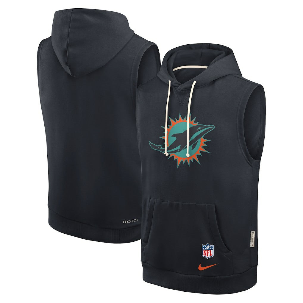 Nike Miami Dolphins 2025 Rivalries Collection Standard Issue Sideline Dri-FIT Sleeveless Hoodie Pitch Blue